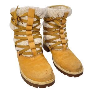 Timberland Leather Sherpa Slip on with Laces Women's Boots Size 8M